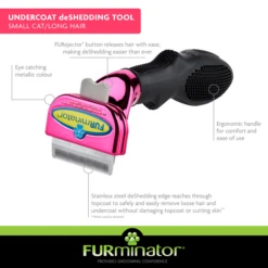 Furminator DeShedding Tool - Small Cat Long Hair Metallic [Pink] -Pet Supplies Sale FU 01224 4