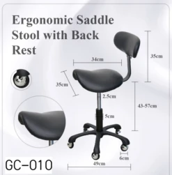 Groomer's Saddle Stool With Back Rest (Black) -Pet Supplies Sale T GC010 3