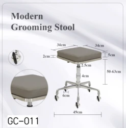 Groomer's Modern Groomer Stool With Square Cushion (Grey) -Pet Supplies Sale T GC011 4