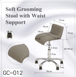Groomer's Modern Groomer Stool With Square Cushion And Waist Support (Grey) -Pet Supplies Sale T GC012