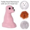 KissGrooming Head Mannequin (Teddy Bear) With Set Of 3 Head Hair -Pet Supplies Sale T RMD4201 SET